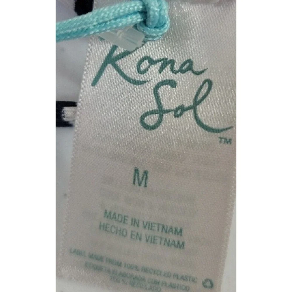 Kona Sol One Piece Swimsuit Nautical Striped Coastal Preppy Navy White Medum